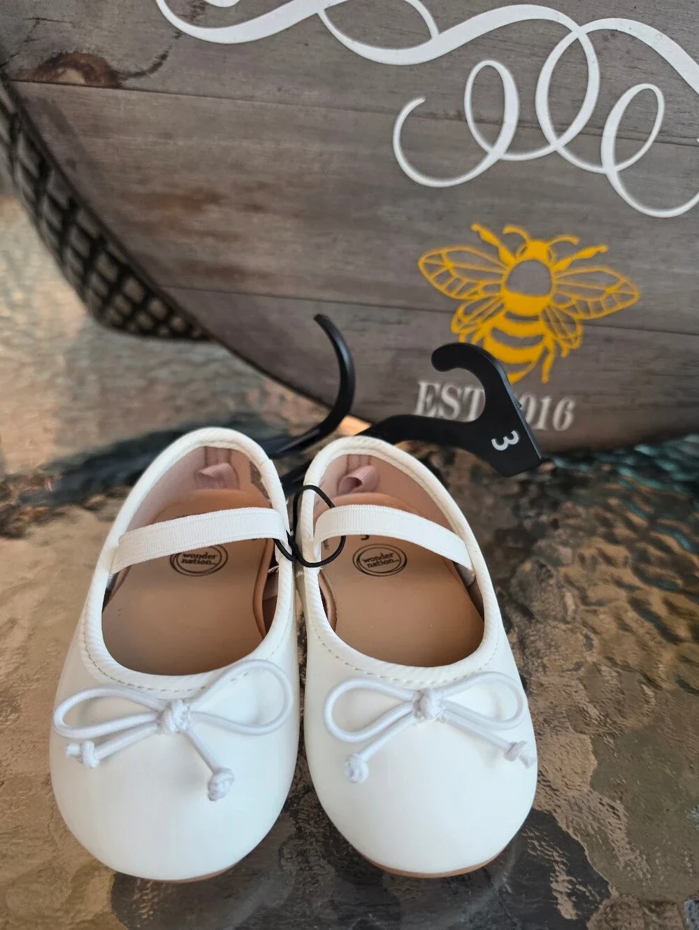 Girls White Mary Jane Ballet Flat with Bow